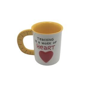 Enesco Teacher Appreciation Mug Yellow Sculpted Ruler Handle